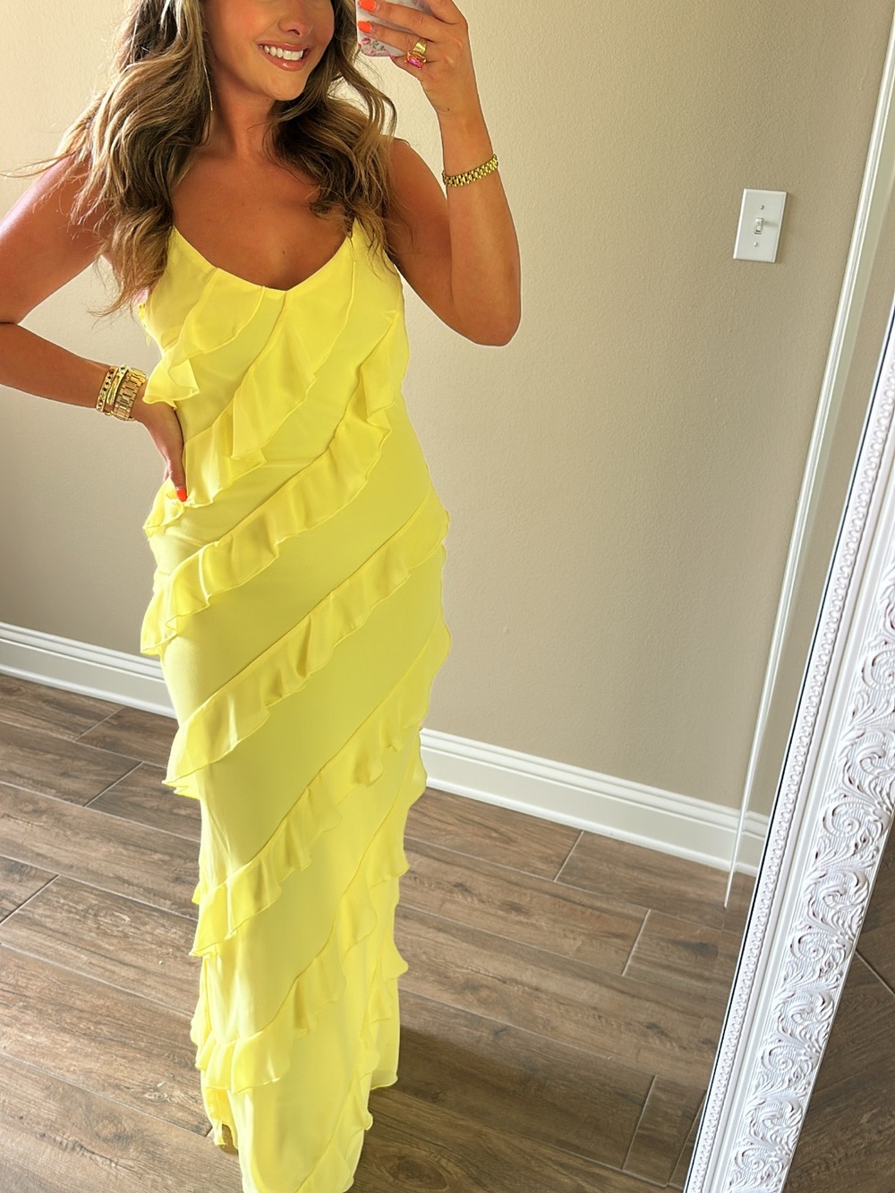 Yellow Ruffle Maxi Dress - Women